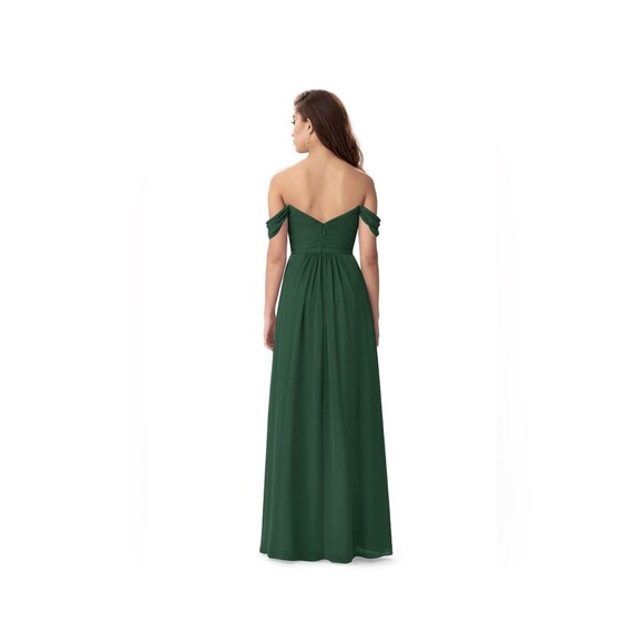 Azazie Millie Dark Green Chiffon Bridesmaid Maxi Dress A12 NWT Wedding Formal - Picture 2 of 15